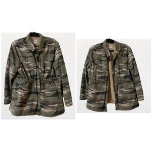 Kensie army print jacket with faux fur